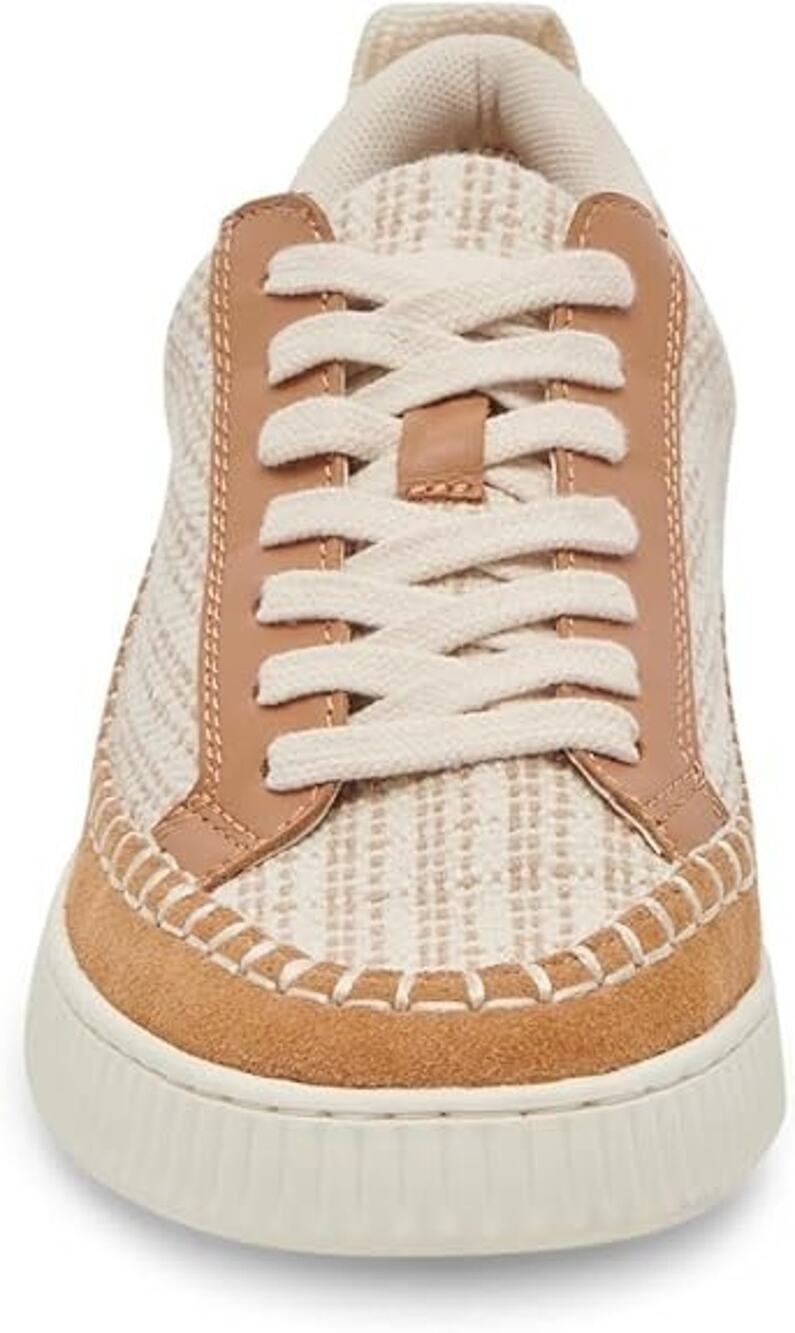 Dolce Vita Women's Nicona Leather Suede Sneaker Brown Cream Woven Size 10
